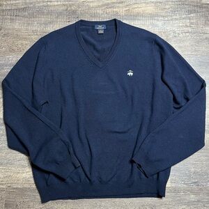 Brooks Brothers 346 Extra Fine Merino Sweater V-Neck Navy Large